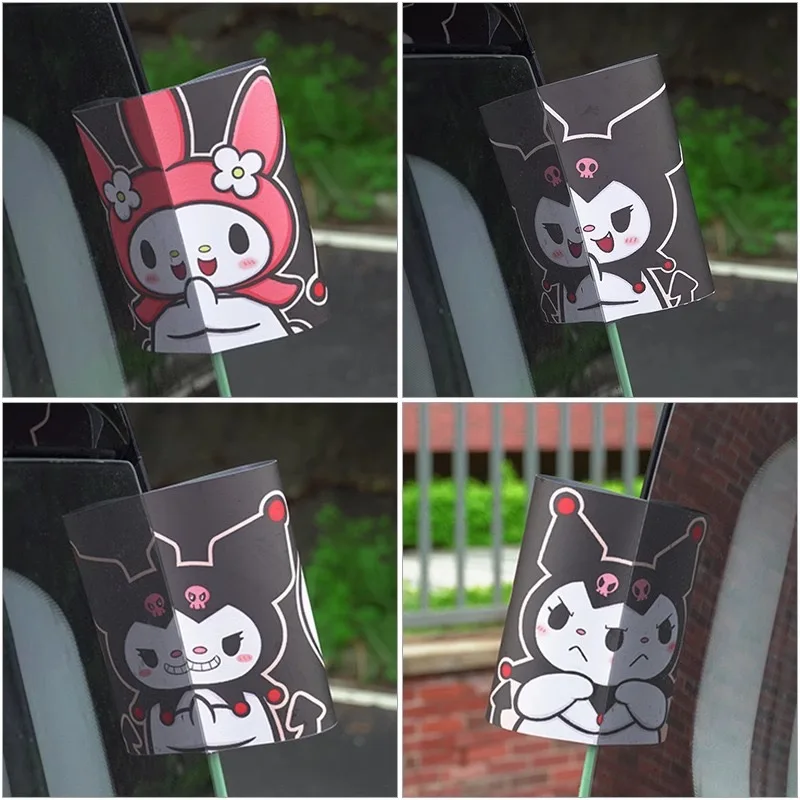 Sanrio Car Washable Label Sticker Kuromi My Melody Cartoon Cute Car Tail Door Decoration Sticker Car Accessories Gift