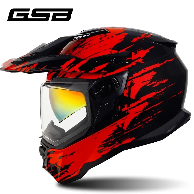 

Gsb Helmets for Motorcycles Motorcycle Rally Helmet Off-road Double Lens Anti-fog Grey Summer Breathable Helmet Head Gear