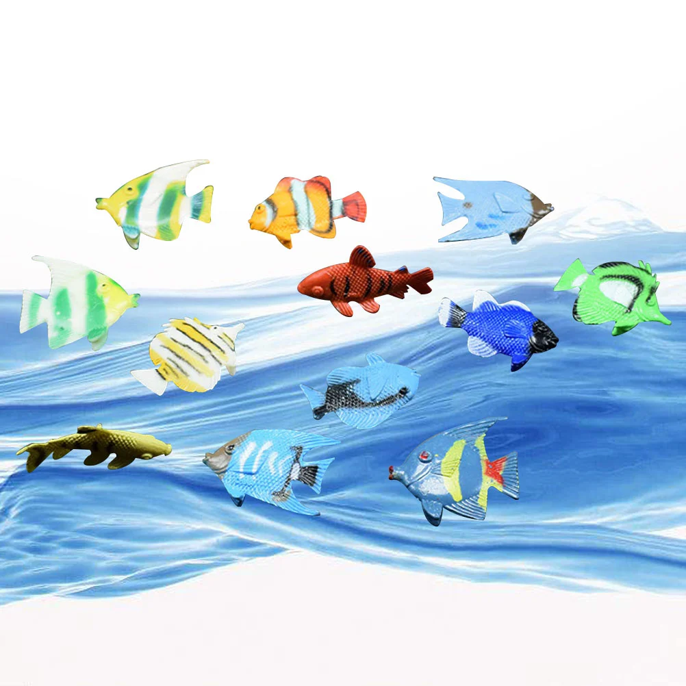 12pcs Mini Ocean Animal Tropical Fish Figure Model Preschool Kids Educational Toys mini fish toys mini plastic fish model