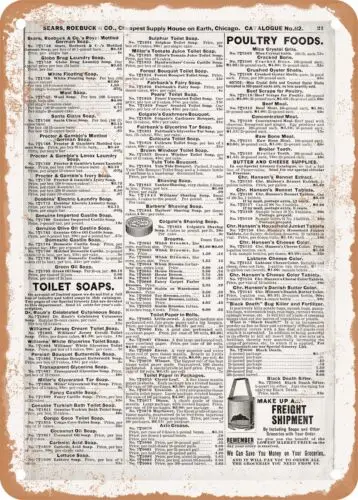 METAL SIGN - 1902 Sears Catalog Soaps Page 31 - Vintage Rusty Look sign