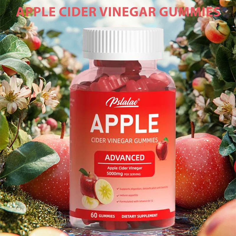 

Apple Cider Vinegar Gummies - 60 Gummies, Added Vitamin B12, B9, Collagen, for Detox, Cleanse, Digestion & Metabolism, Non-GMO