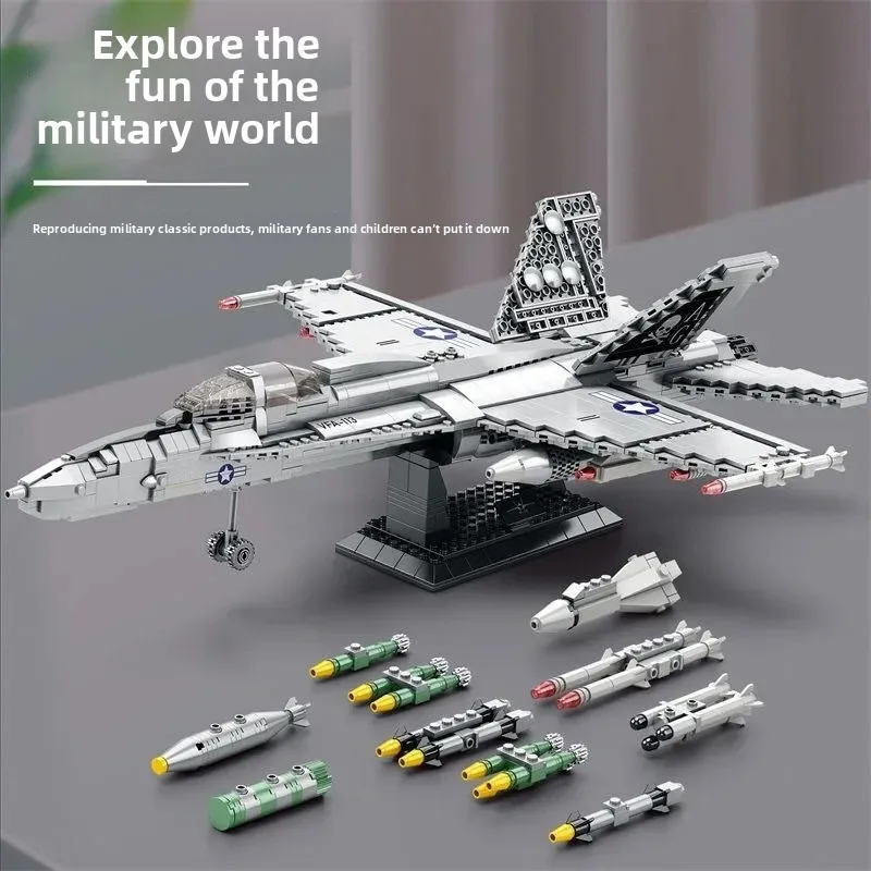 DIY Creative Assembly of Bumblebee F18 Combat Helicopter Building Block Toys Puzzle Assembly Desktop Decoration Ornaments
