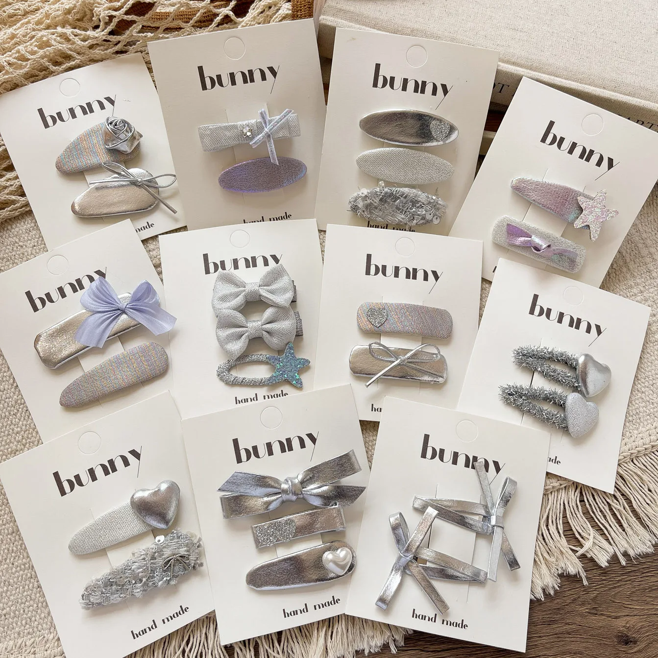 2/3 Pcs Set Silver Shiny Leather Series Sweet Girl Colorful Hair Clip Sweet Cool Versatile Hairband Edge Clip Fashion Cute Funny