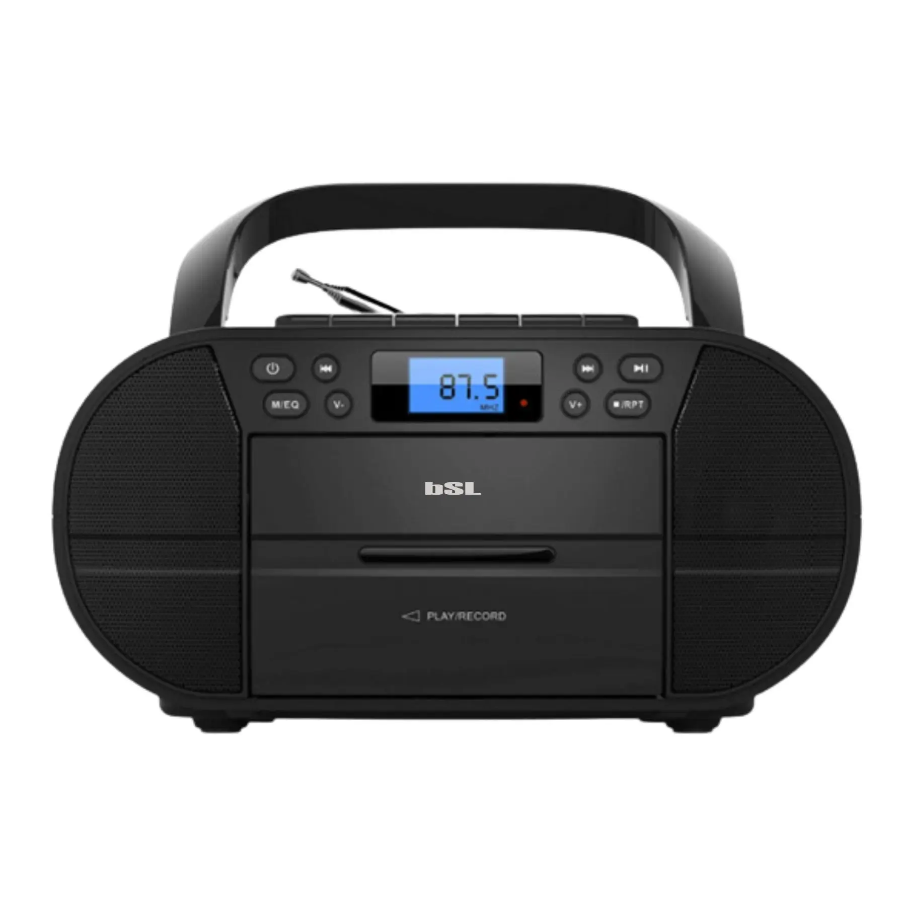 BSL Boombox Radio CD portátil con Cassette y Bluetooth JL2021A | con 6W de potencia RMS | Radio FM y Puerto USB compatible con archivos mp3 | Display LCD | Entrada AUX IN y salida auriculares