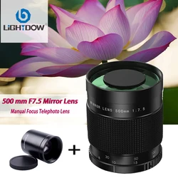 Lightdow Telephoto Lens Mirror Lens for Nikon D3400 D500 D7200 D5500 D750 D810 D3300 D5300 Manual Lens Canon 60D 70D 77D camera