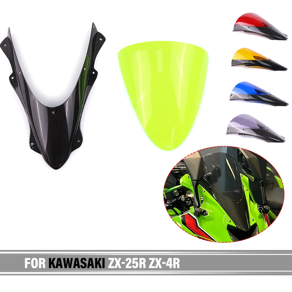 Real Carbon Fiber Motorcycle Screen Windshield Fairing Windscreen Baffle Wind Deflector For KAWASAKI NINJA ZX-4R ZX-25R ZX4R 25R