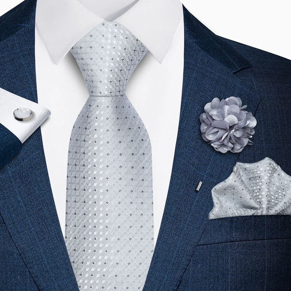 رائجة البيع ماركة الموضة 8 سنتيمتر التعادل جيب المربعات بروش مجموعة ربطة العنق الأرجواني مخطط للرجال البدلة اكسسوارات صالح حفلة رسمية