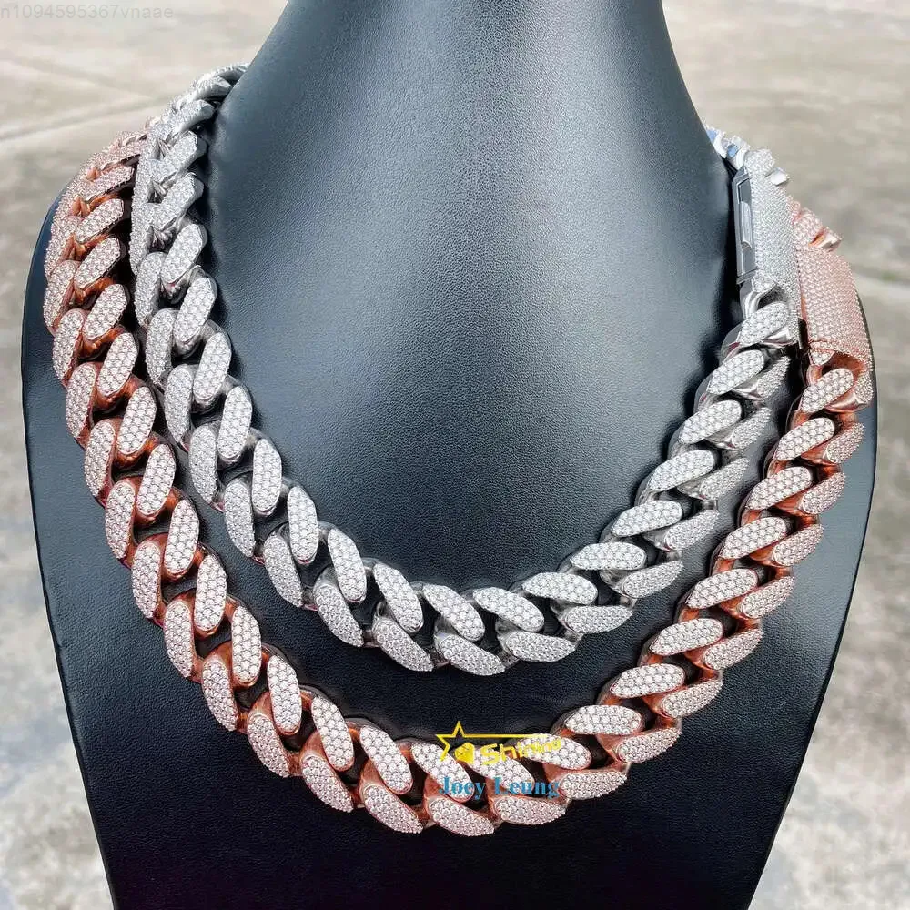 

Rapper Jewelry 18mm Round Edge Vvs Moissanite Diamond Solid Iced Out 925 Silver Cuban Link Chain Necklace Hip Hop