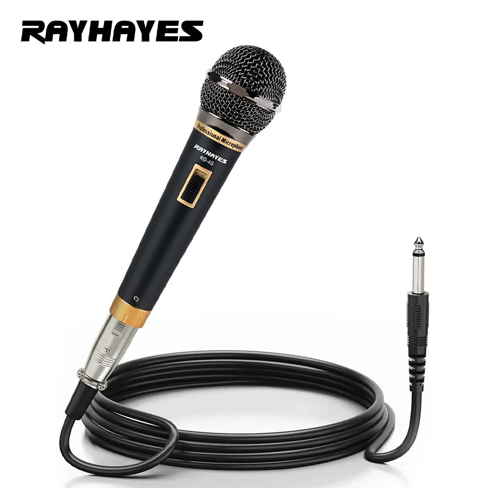 

RAYHAYES RD-4S Wired Dynamic Microphone 2.5XLR 6.35mm Cable Shockproof Karaoke Handheld Mic Microphone for Party KTV