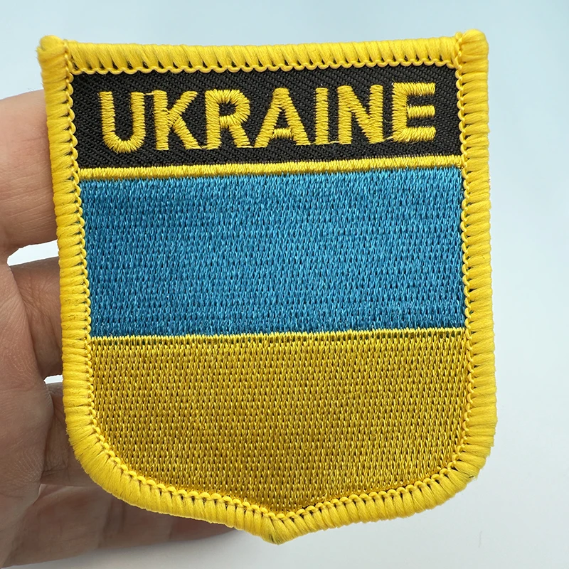7*6CM Ukraine Shield Shape Iron-on Flag Patch Embroidered Saw on Badges Patches for Clothing