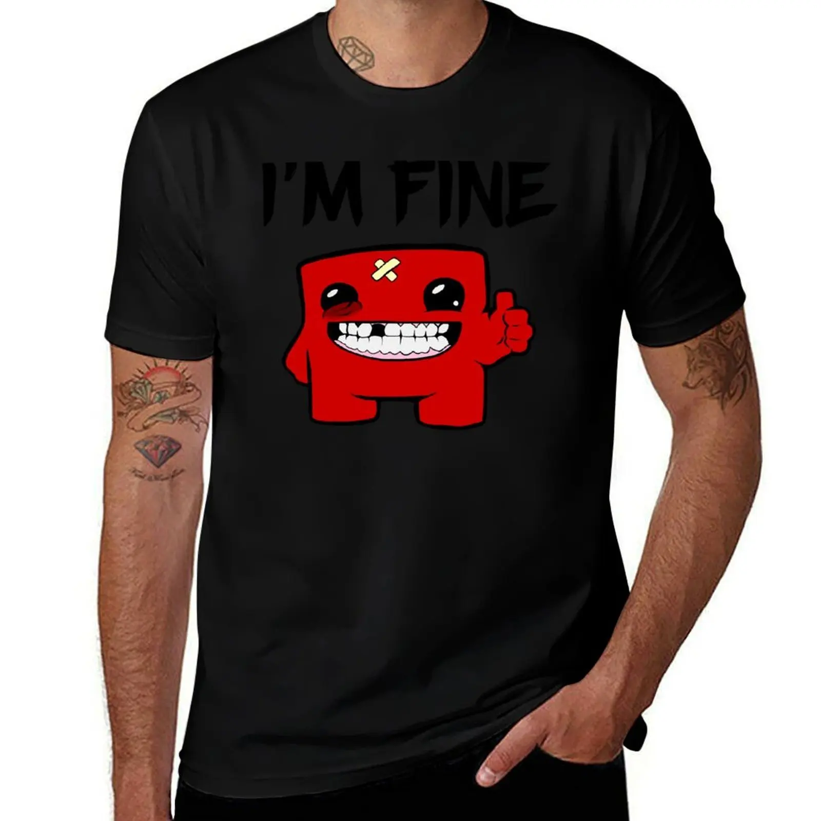

I'm Fine - Super Meat Boy T-Shirt tops Personalized t-shirt Louboutins gifts for boyfriend men clothings