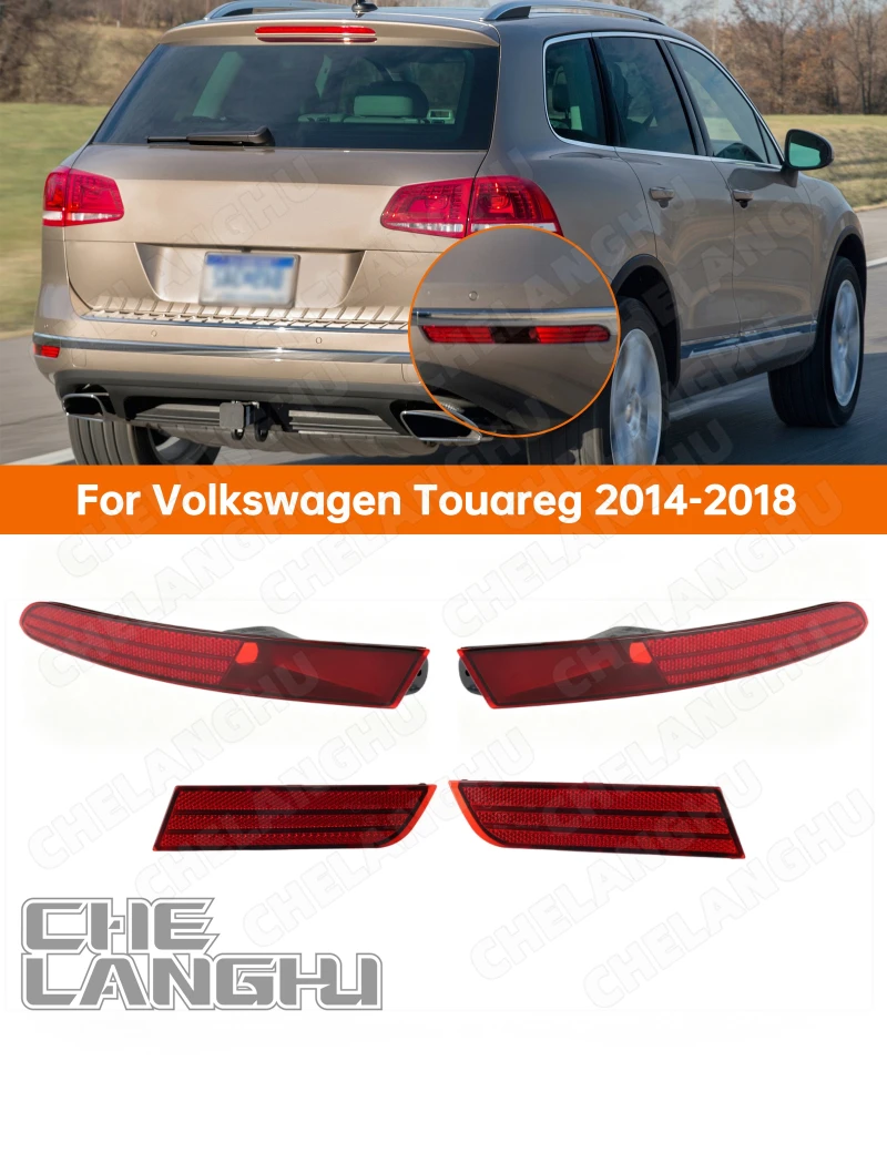 Rear Bumper Reflectors Lights For VW Touareg 7P Mk2 2015 2016 2017 2018 Car Warning Lamp Stop Light No Bulb Fake Spotlight
