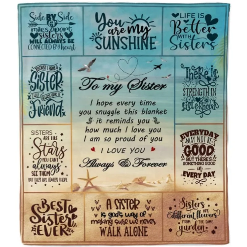 بطانية الأخت، أفكار هدايا عيد ميلاد الأخت، أفضل هدايا الأخت للنساء، هدية عيد الميلاد في عيد الأم، بطانية رمي من الفلانيل الناعمة #6