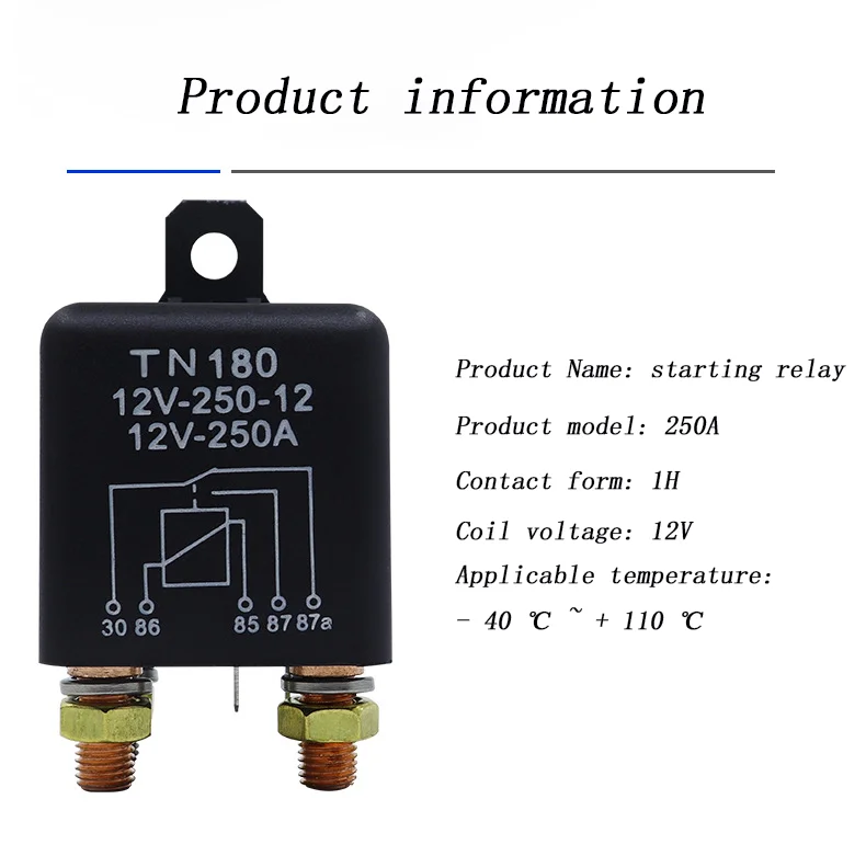 자동차 트럭 모터 자동차 릴레이, 연속형 자동차 모듈러 릴레이, 24V, 12V, 250A, 1.8W, 4.8W