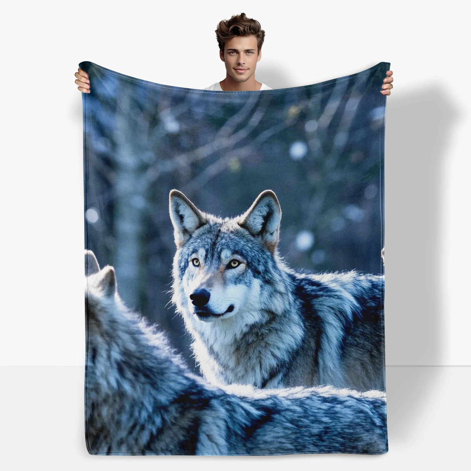 Thoughtfully Designed Grey Wolf Themed Blanket Suitable For All Ages Sparking Curiosity About Nature