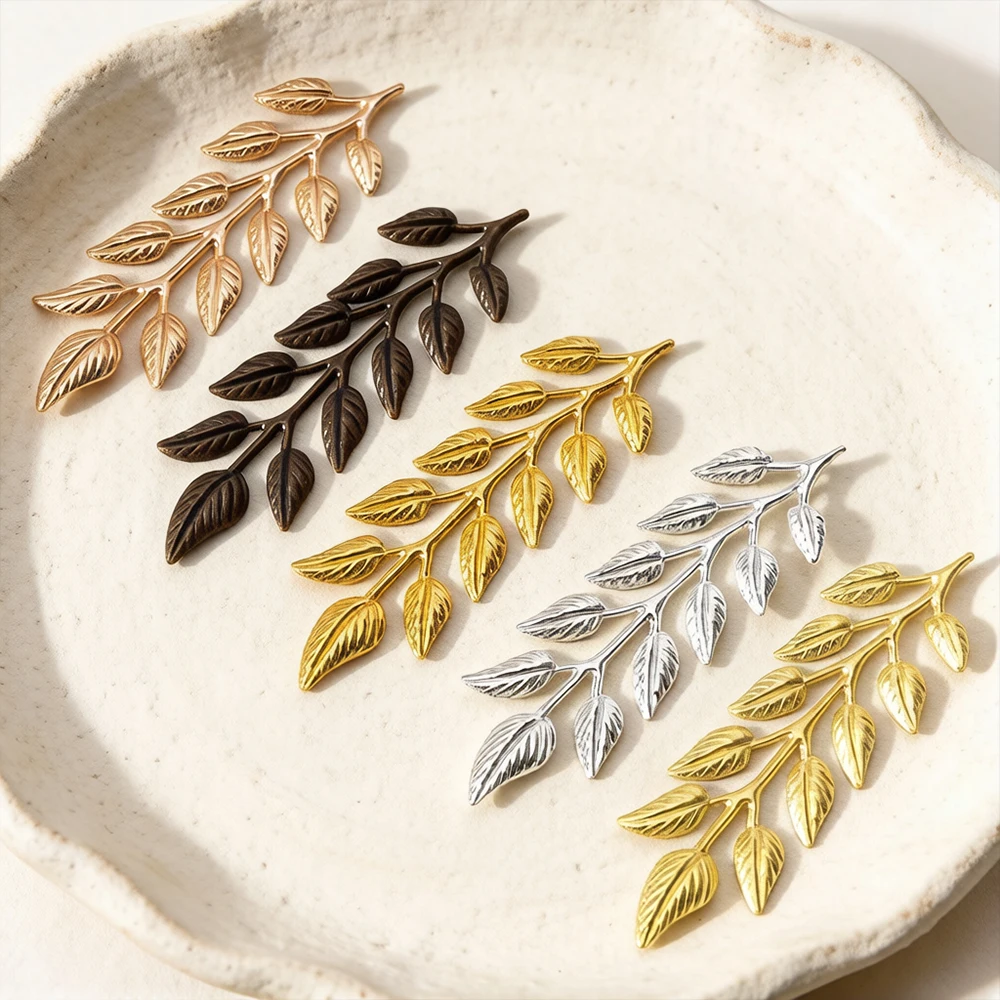 

20pcs/lot 20x64mm Metal Leaves Charms Pendants Gold Color for DIY Jewelry Making Necklace Accessories Handmade Crafts Wholesale