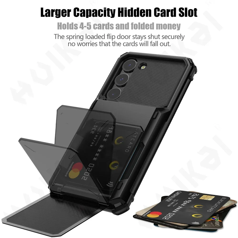 Case For Samsung Galaxy S24 S23 S22 S25 Ultra A55 A35 A56 A15 A36 5G Plus Wallet Card Holder Slot Scratch Bumper Rugge TPU Cover