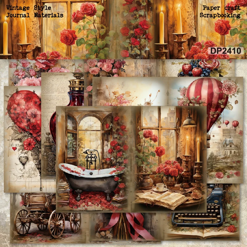 Panalisacraft 8 sheets A5 size Vintage Style Scrapbooking patterned paper Fancy Card Pack Light weight Craft Paper Card