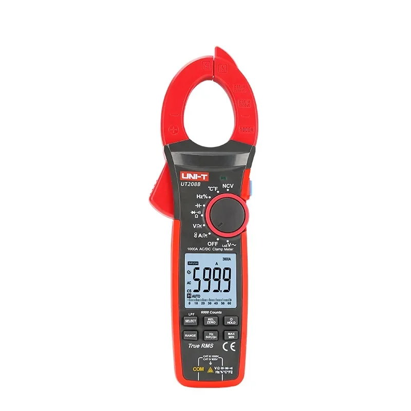 

UNI-T UT208B True RMS Digital Clamp Meter AC DC Current 1000A 1000V LPF 6000 Count Backlight Flashlight Multimetro Tester