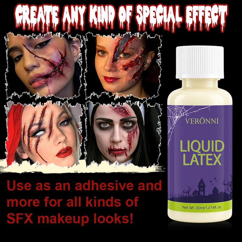 Quick-Dry Liquid Latex Makeup Halloween SFX Cosmetic,Multi-Purpose Body Paint for Wounds,Wrinkles,30ml,50ml Face Body Painting