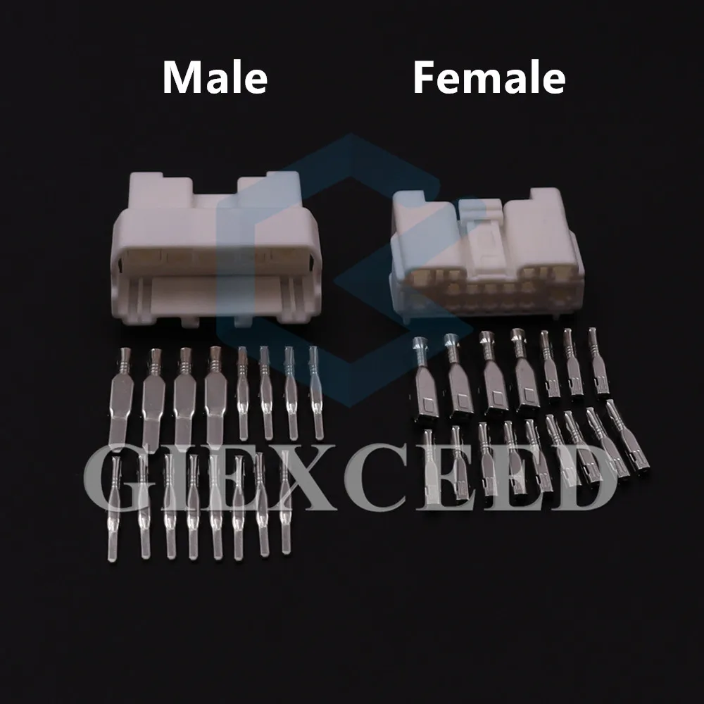 2 Sets 16 Pin AC Assembly 6098-7349 6098-7327 Automotive Wire Plug Car Modification Female Male Wire Socket