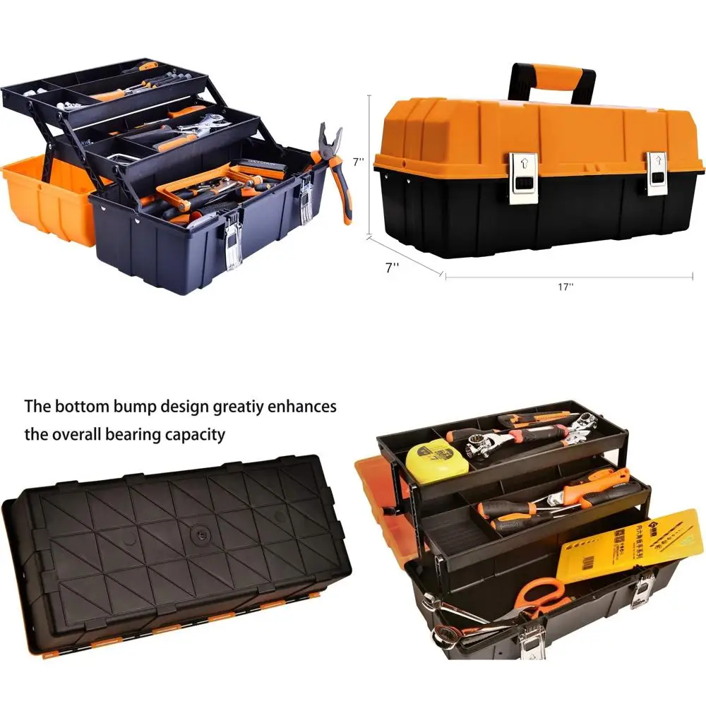 

17-дюймовый многослойный пластиковый ящик для хранения — портативный органайзер с ручкой для инструментов, швейных принадлежностей и многого другого