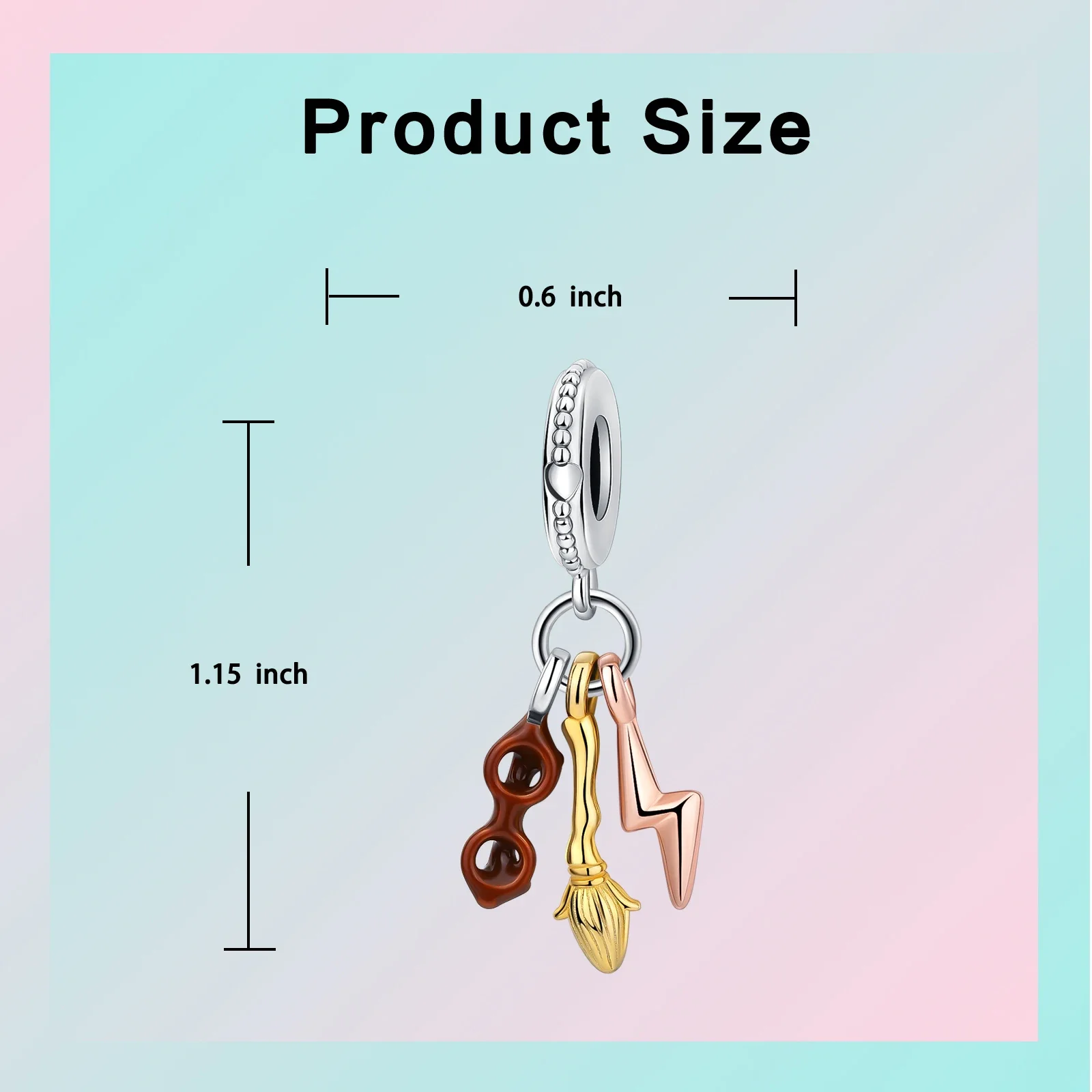 قلادة فضة إسترليني جذابة للنساء ، نظارات ، مكنسة ، رعد ، حب ، تناسب أساور الباندورا الأصلية ، ديي ، هدية مجوهرات