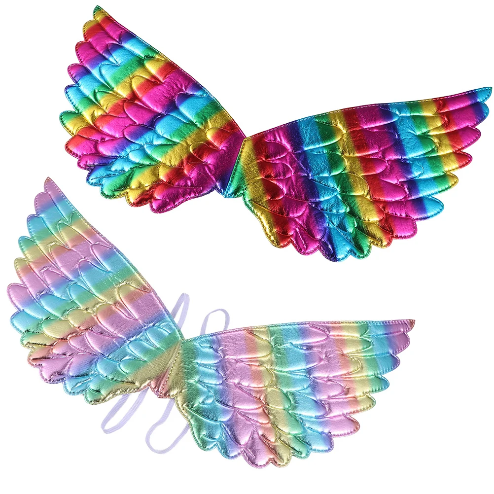 

2 Pcs Colorful Wings Comfortable Lightweight Easy to Wear Store Angel Photo Props Performance Decor Costume Stage Show Party