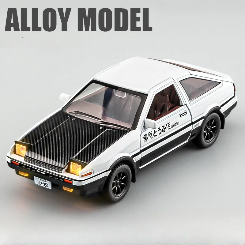 Initial D Corolla AE86 Alloy Car Model Simulation 1/32 Scale Sound and Light Children's Toy Car Collection Miniature Voiture