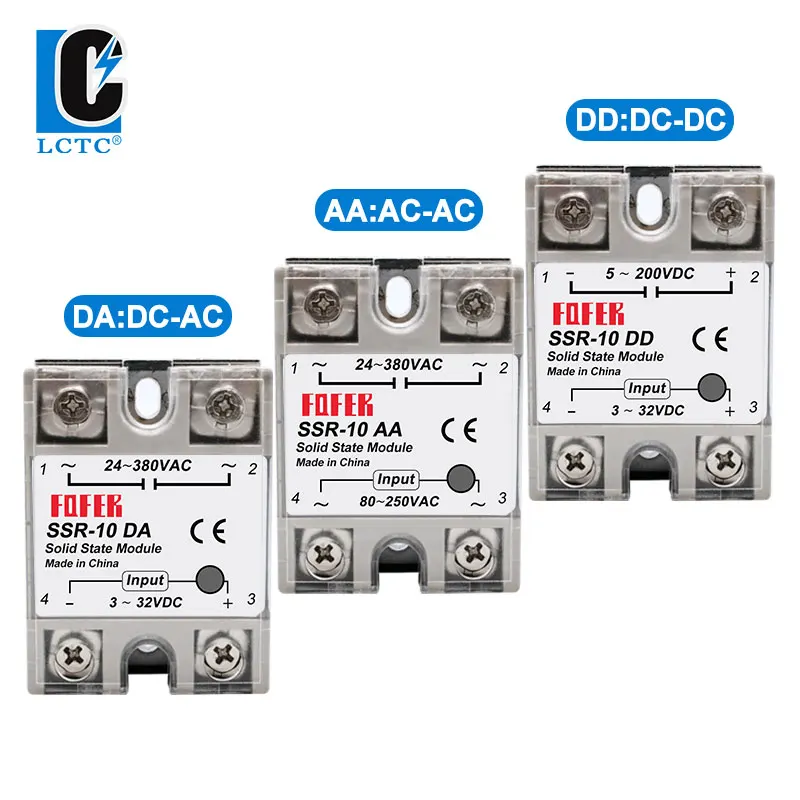 

10PCS SSR-DA/AA/DD 10A 25A 40A 50A 60A 80A 100A Single Phase Solid State Relay Module