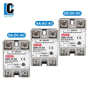 10pcs SSR-DA/AA/DD 10A 25A 40A 50A 60A 80A 100A Single Phase Solid State Relay Module