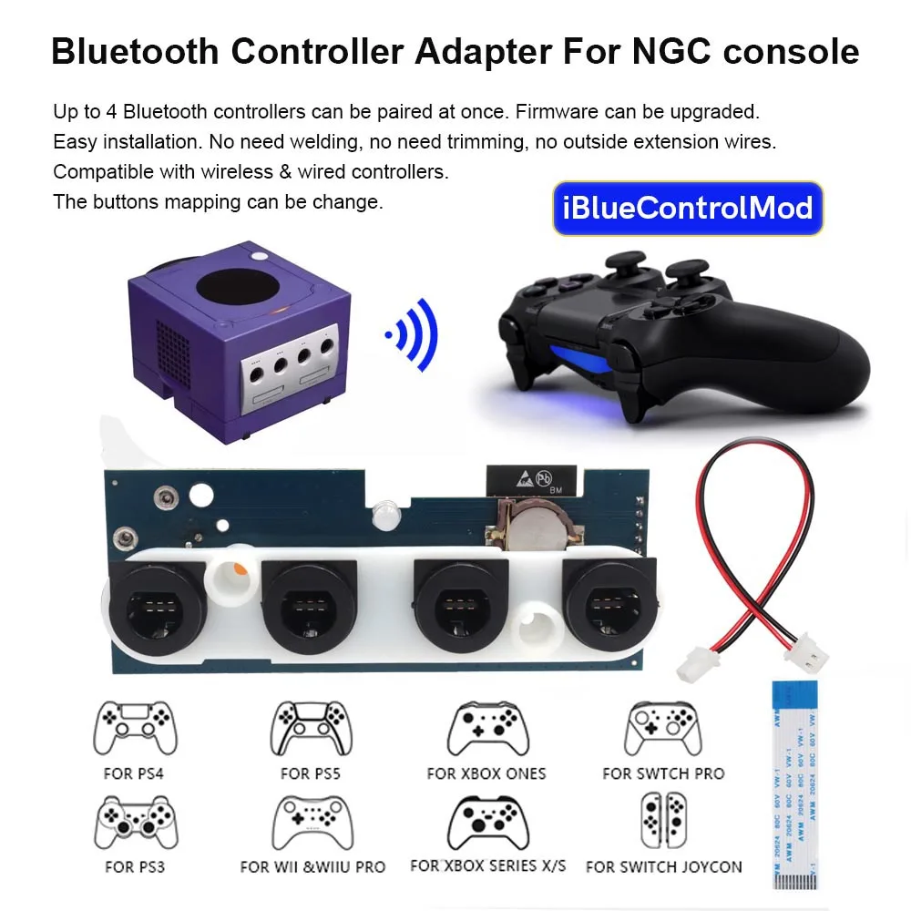 For NGC Wireless Internal Adapter Wireless IBlueControlMod Game Controllers Internal Adapter Support PS3 PS4 PS5 Switch Pro Wii