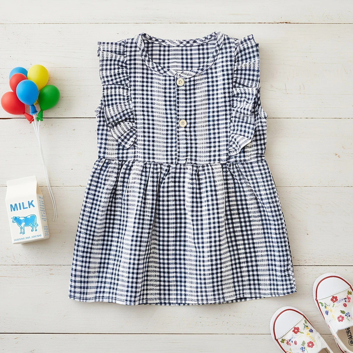 Holiday Kids Girls Dresses Clothing Cute Plaid Fashion  Baby Girls Dress Summer