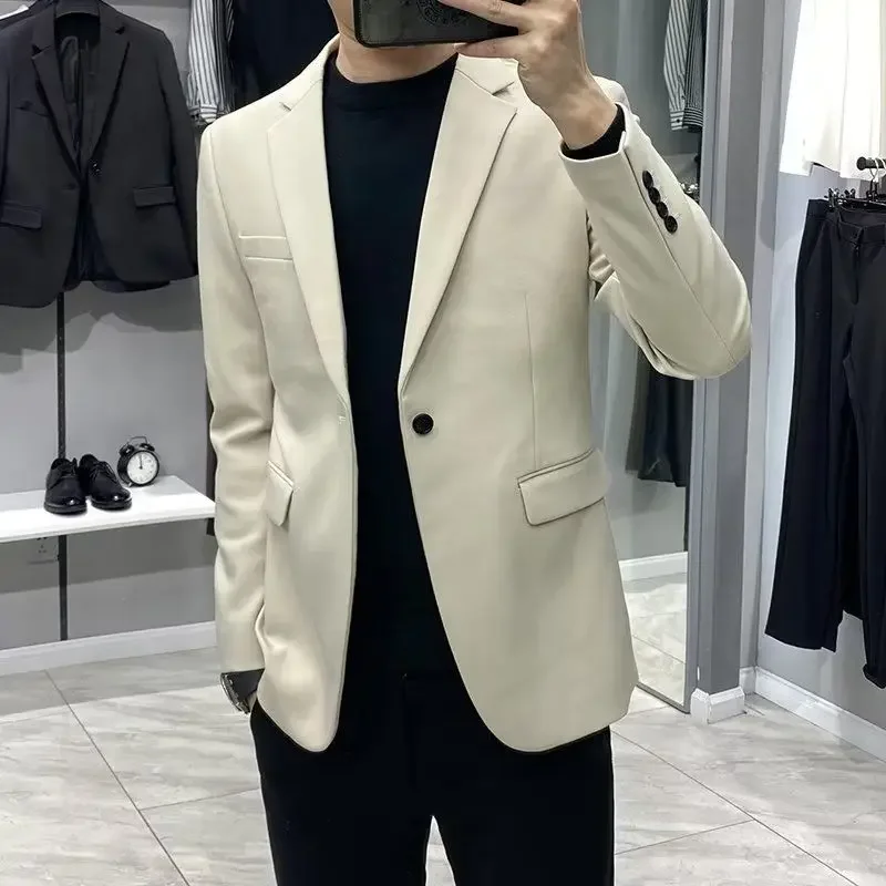 Business Man Suits and Blazers Dress Jackets Single Breasted Black Coats Jacket for Men Menswear Simple New in Classic Elegant