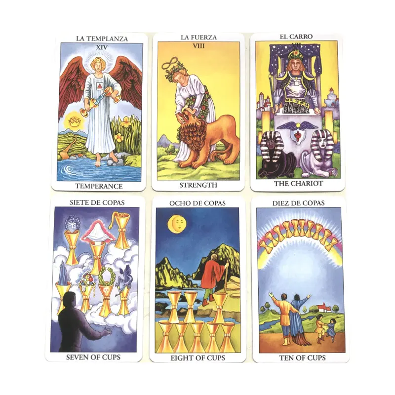 Spanish: Rider Tarot Oracle Card For Entertainment Fate Prophecy Divination Family Party Tarot 78 Card Deck Brochure Guide