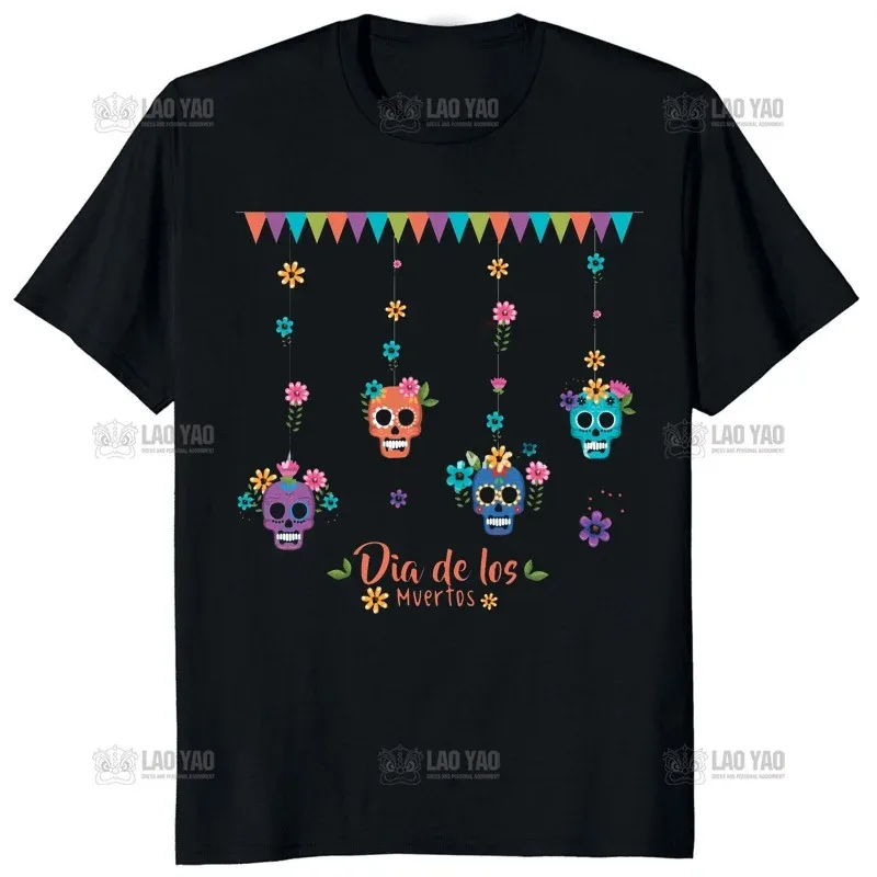 Men Clothing Dia De Los Muertos Day of The Dead Mexican Skeleton Dancing T Shirt Women Hombre Aesthetic Print T-shirt Camisetas