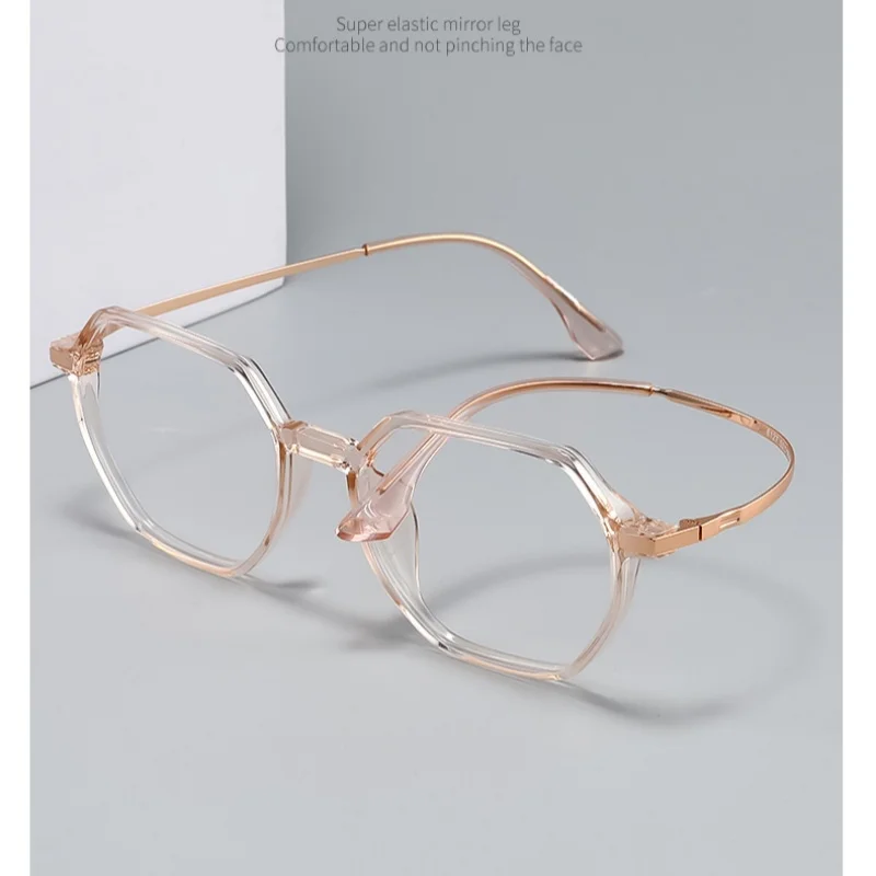 Ultra Light Retro TR90 Women's Eyeglass Frame Polygonal Integrated Nose Support Optical Prescription Frame For Women 8127