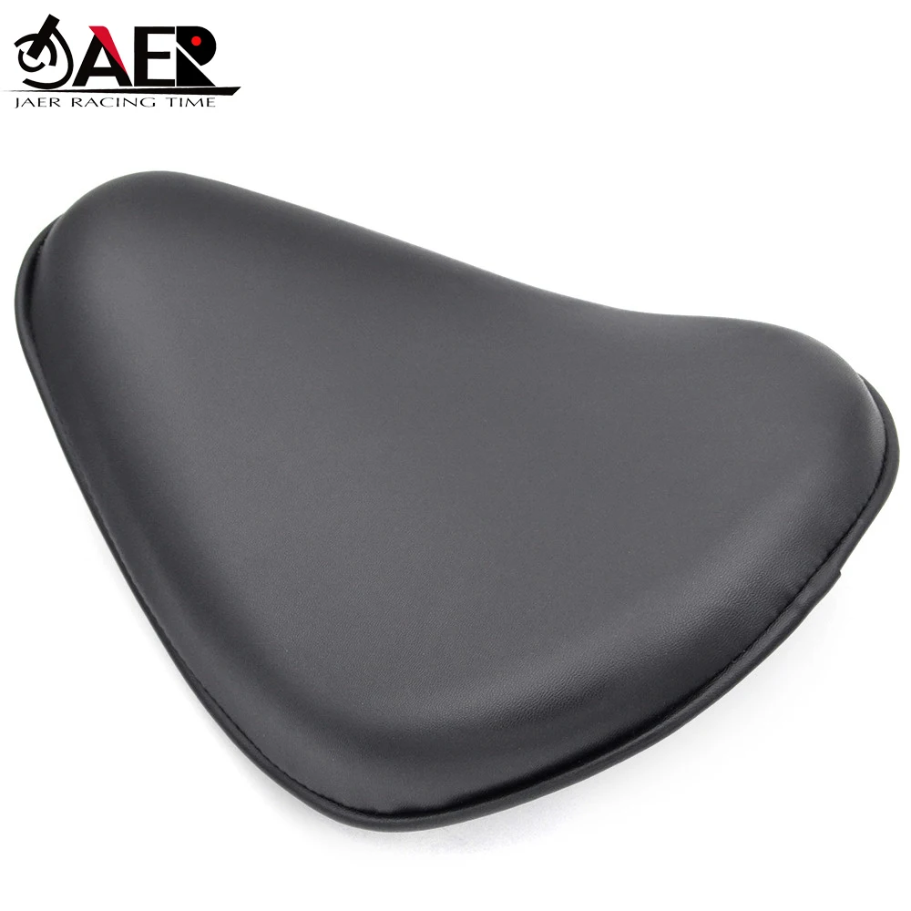 

Motorcycle Black Leather Driver Solo Slim Seat Pad Flame Saddle for Harley Sportster Bobber Chopper Custom