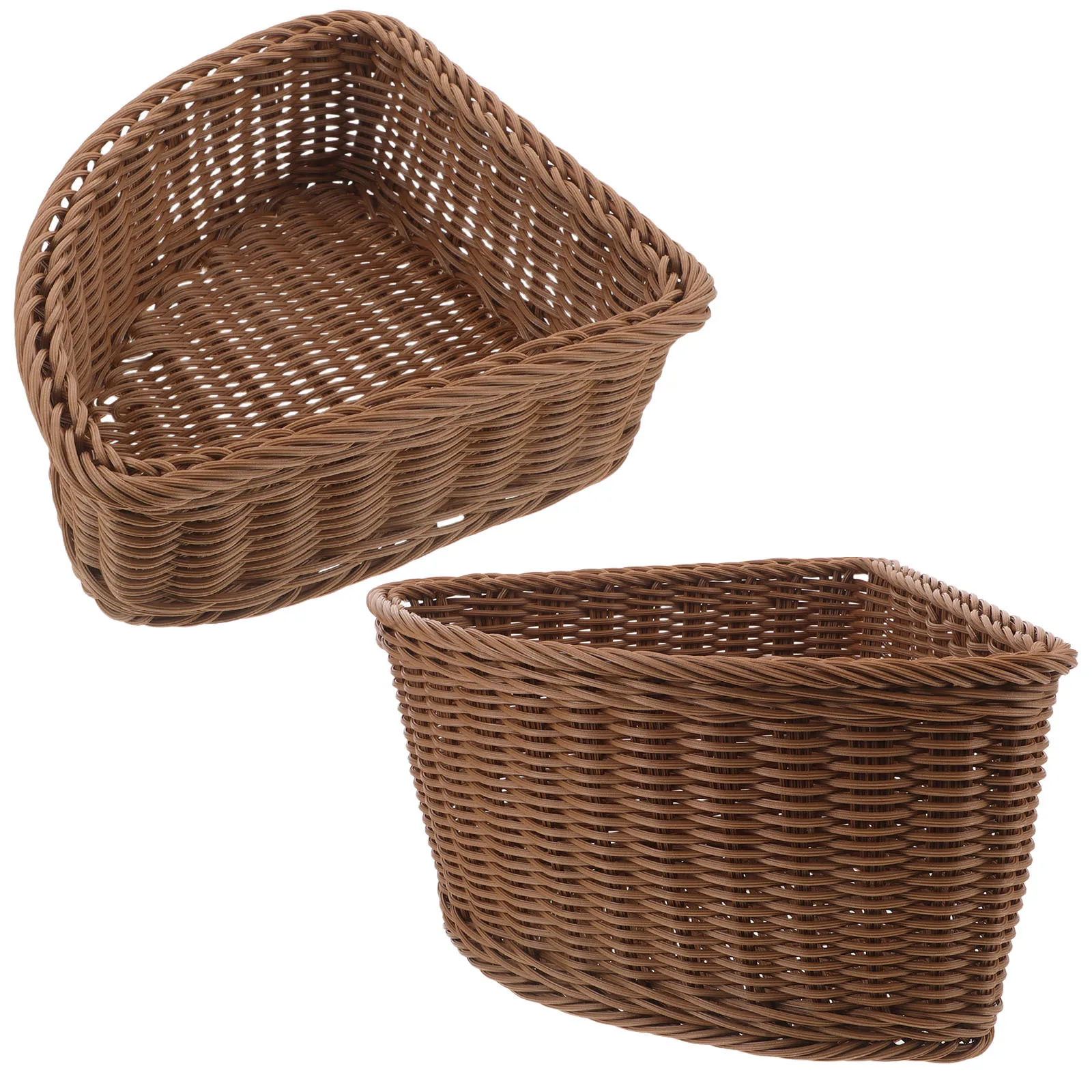 

2Pcs Triangle Corner Storage Basket Imitation Rattan Woven Closet Bedroom Laundry Organizer Side Table Triangle Caddy Trays