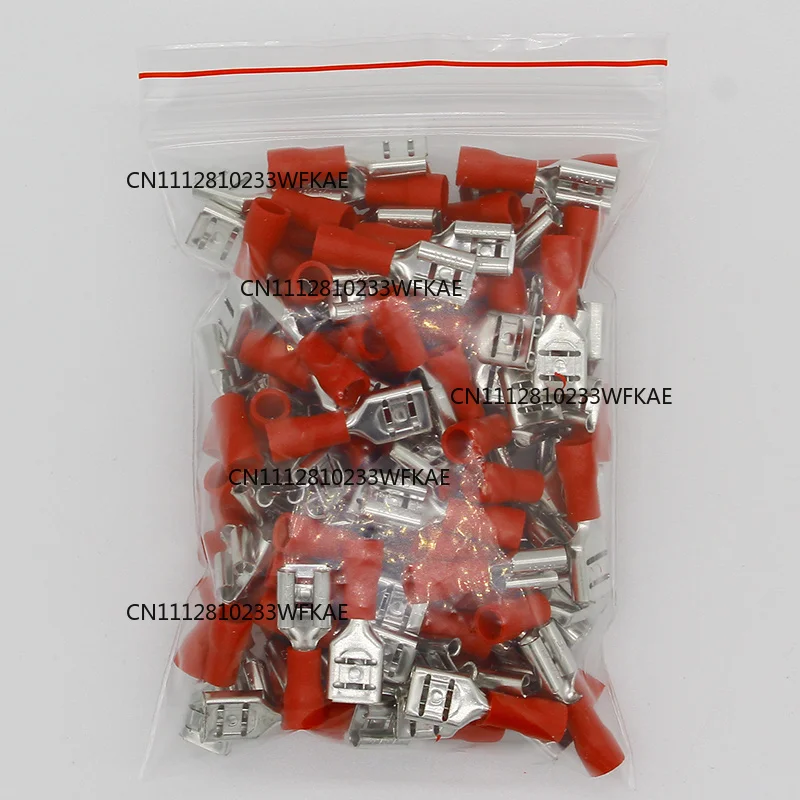 FDD2-250 Female Insulated Electrical Crimp Terminal for 1.5-2.5mm2 Connectors Cable Wire Connector 100PCS/Pack FDD2.5-250 FDD