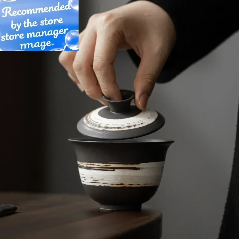 

Kung Fu Tea Teaware Gaiwan Large Capacity Tea Making Device Stoneware Retro Ceramic Tea Bowl Gaiwan