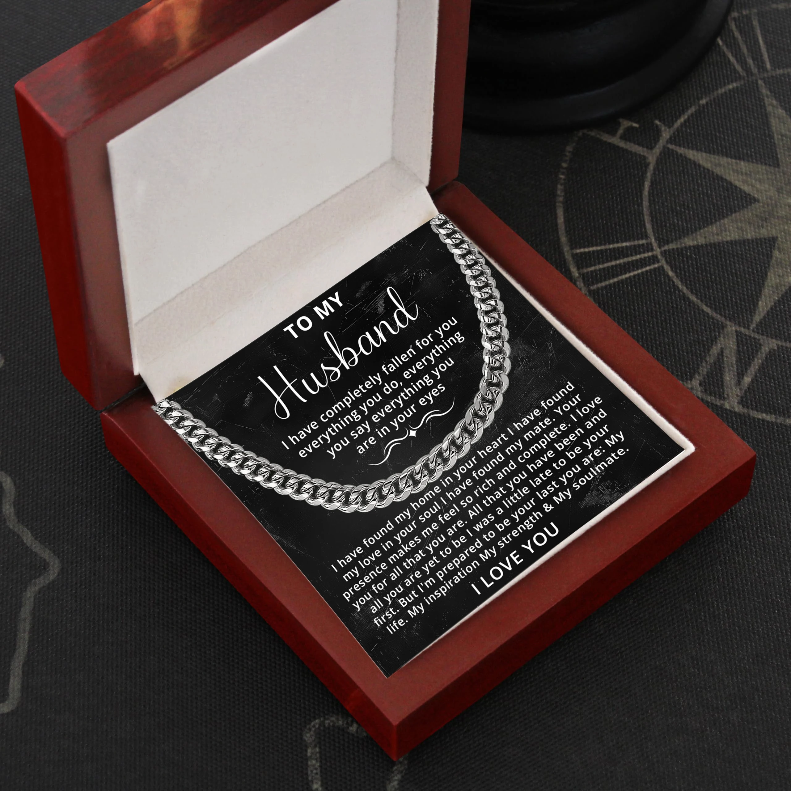 To My Man Cuban Chain Necklace Husband Necklace from Wife Stainless Steel Necklace for Boyfriend Mens Gifts for Men Birthday