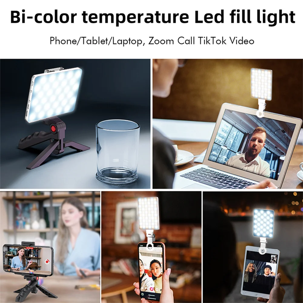 CL-V11SE 스마트폰 셀카 필 라이트, 휴대용 LED RGB 3 가지 모드, CRI95 색 온도, 2000mAh 배터리 사진 조명