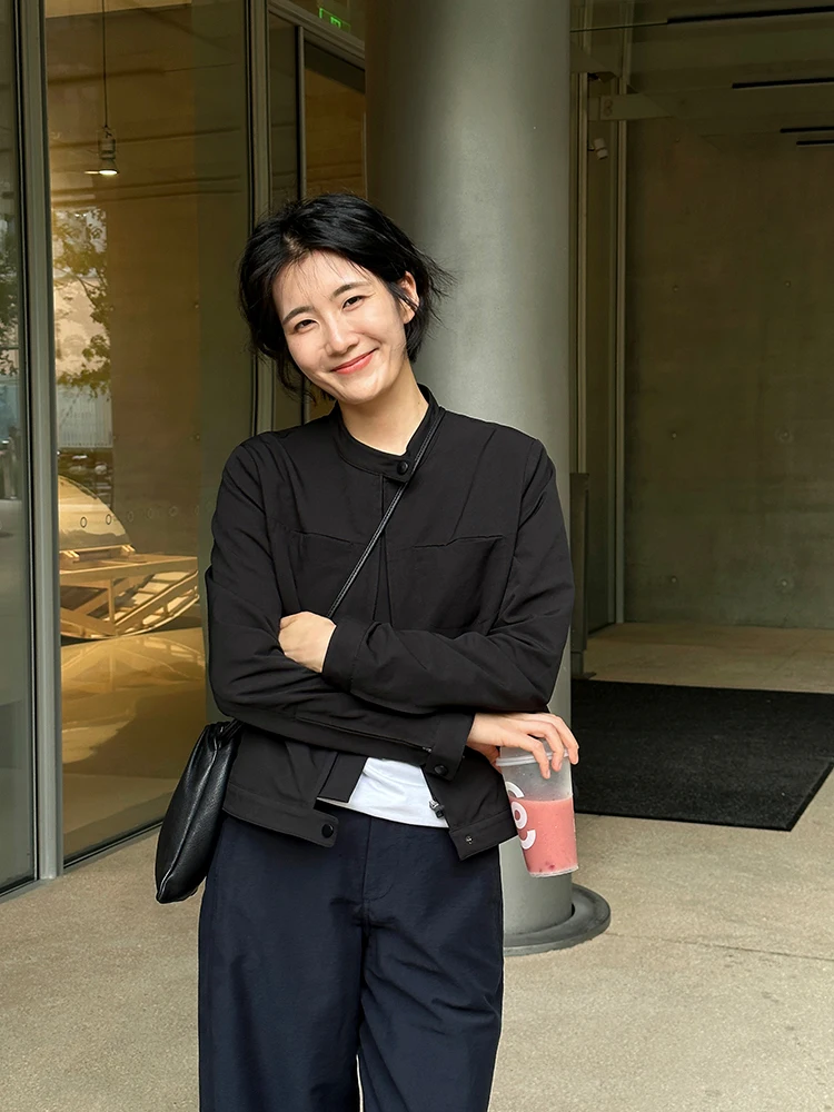 

Casual Long Sve Stand Collar Jaet ort Outerwear Women's Spring 2026 New Sle Versatile Leisure Quali Top