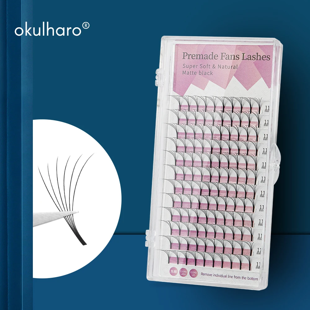 

OKULHARO Fans Lash Volume Eyelash Extensions Long Stem Premade Fans Eyelashes 2D 3D 4D 5D 6D Pre made Handmade Eyelashes