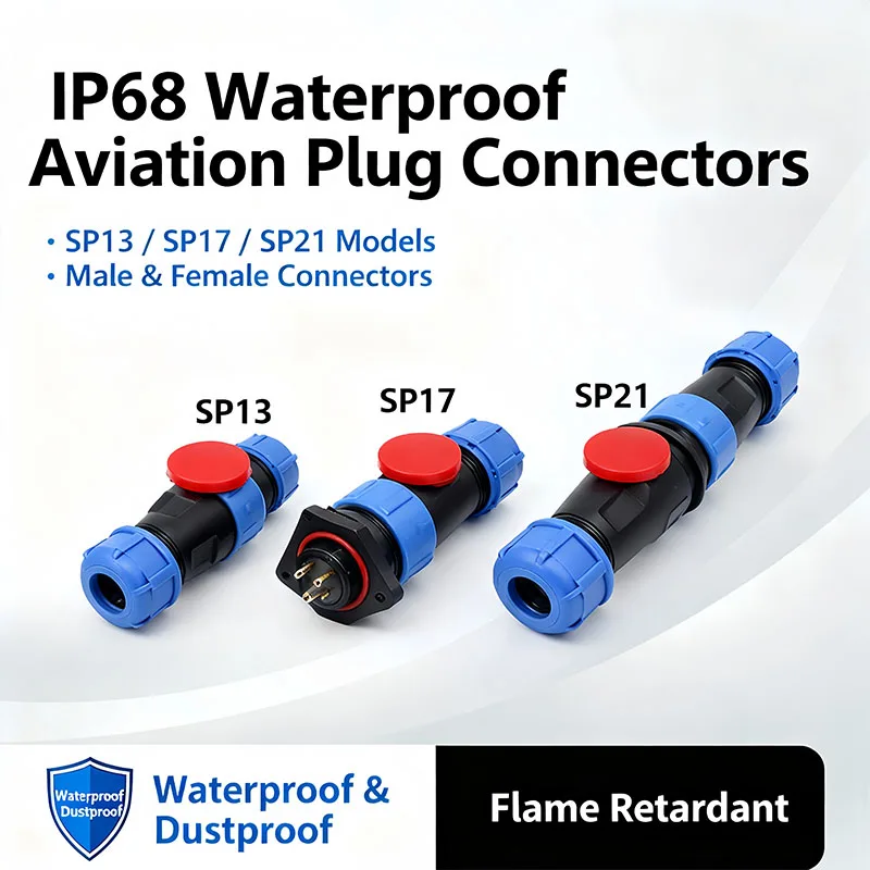 SP13 SP16/SP17 SP20/SP21 Waterproof Aviation Plug Male Female Solder-free Docking Rear Nut Flange Square Plate 2/3/4/5/6/7/9Pin
