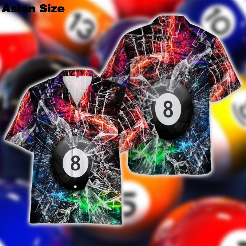 Carom Billiards Team Graphic Shirts For Men Cue Sports Team Lapel Blouse Snooker Billiard Contest Short Sleeve 9 Ball Male Tops