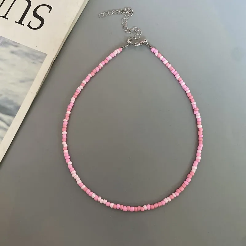 بسيطة البذور الخرز المختنق للنساء ، الكورية الحلو ، الملونة ديزي ، بوهو Charm ، مطرز ، المنسوجة يدويا ، قصيرة طوق قلادة للفتيات ، مجوهرات #3