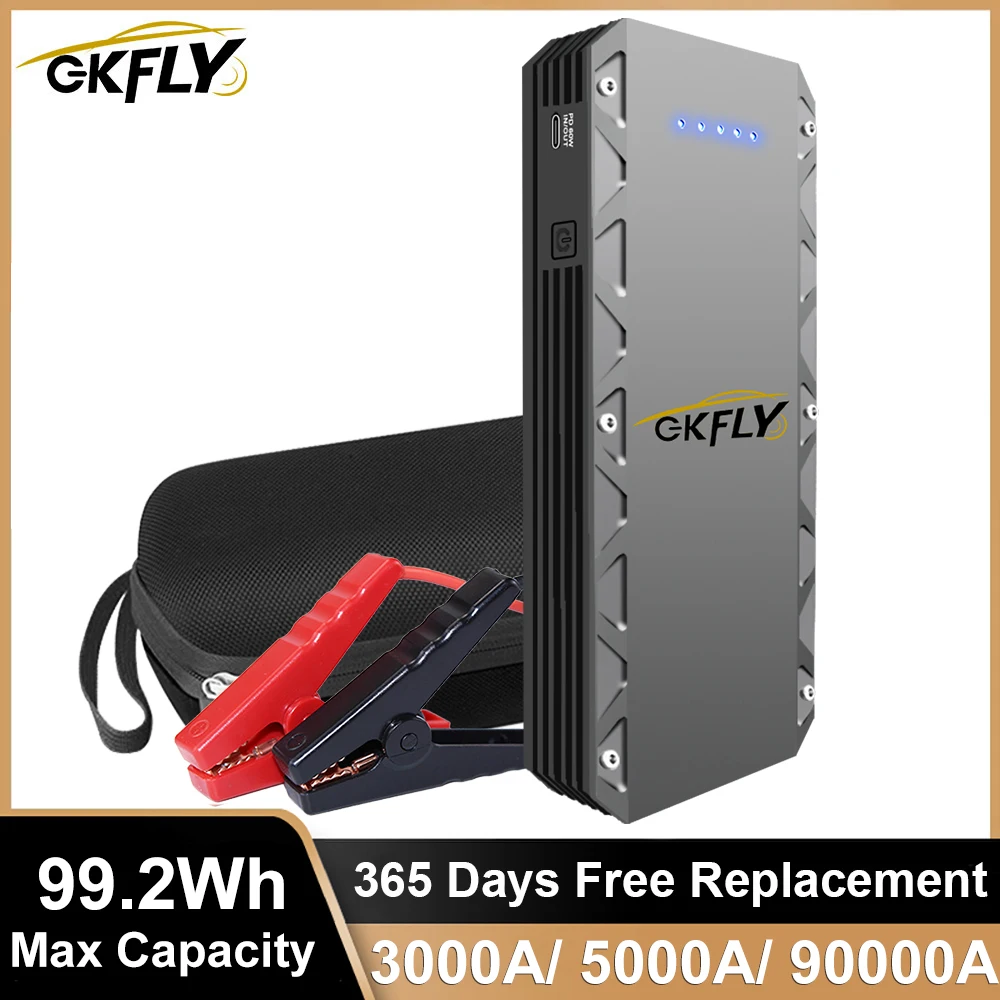 GKFLY Rozrusznik Samochodowy 3000A/5000A/9000A Urządzenie Rozruchowe Power Bank Ładowarka Akumulatora Samochodowego Booster do Samochodów Benzynowych i Diesla