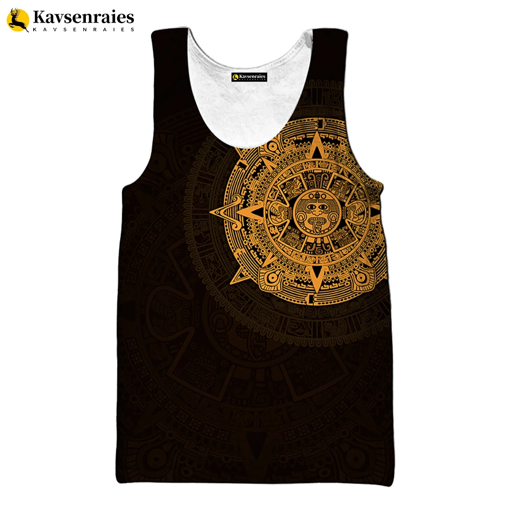 Mexican Aztec Warrior 3D Tank Tops Men Women Harajuku Streetwear Cool Vest Unisex Summer Casual Breathable Sleeveless